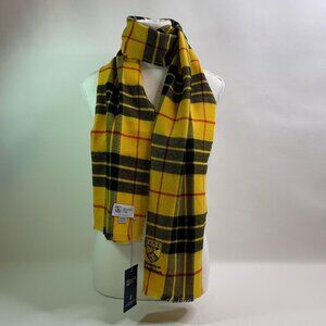 Johnston of Elgin Yellow & Black Tartan Scarf – Soft Merino Wool, University